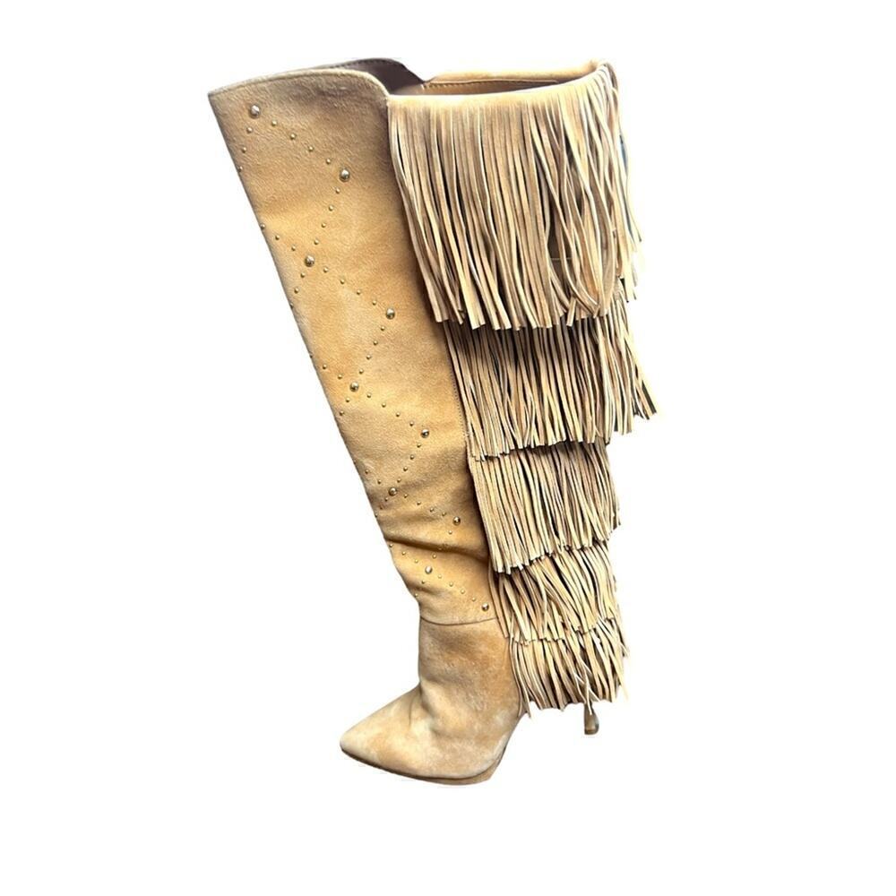 ▶️ Vince Camuto ◀️ Panaryaz Knee High Suede Fringe. Sz 9 - Picture 3 of 17